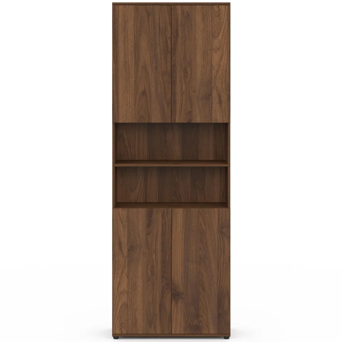 IDMarket TOMI - Mueble de armario columna, cuarto de baño, 4 puertas, 2 nichos efecto nogal