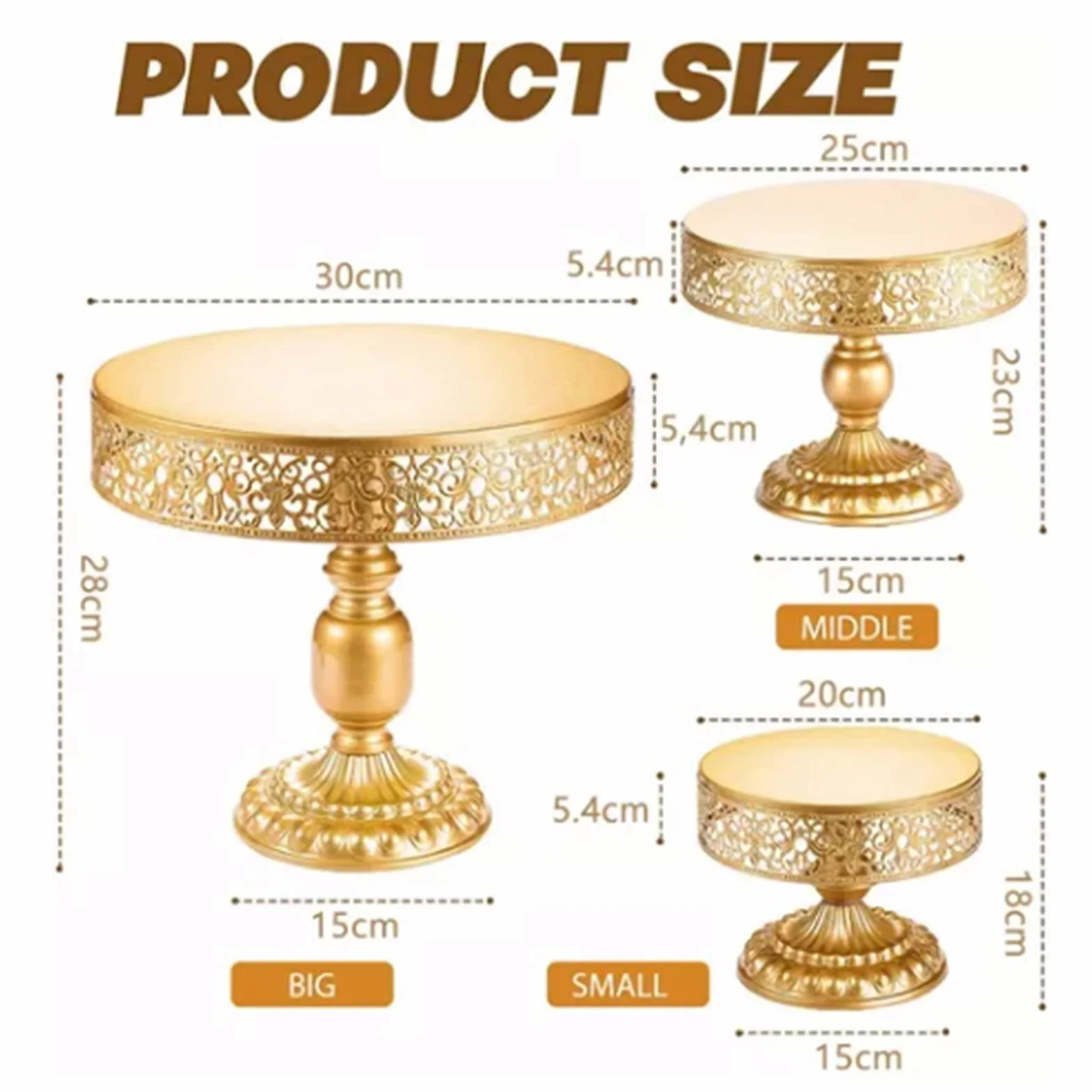 Soporte para Tartas Dorado, Juego de 3 Soportes para Tartas de Metal, Soportes para Postres, Soportes para Magdalenas, Soporte Redondo para Magdalenas para Tartas de Navidad,