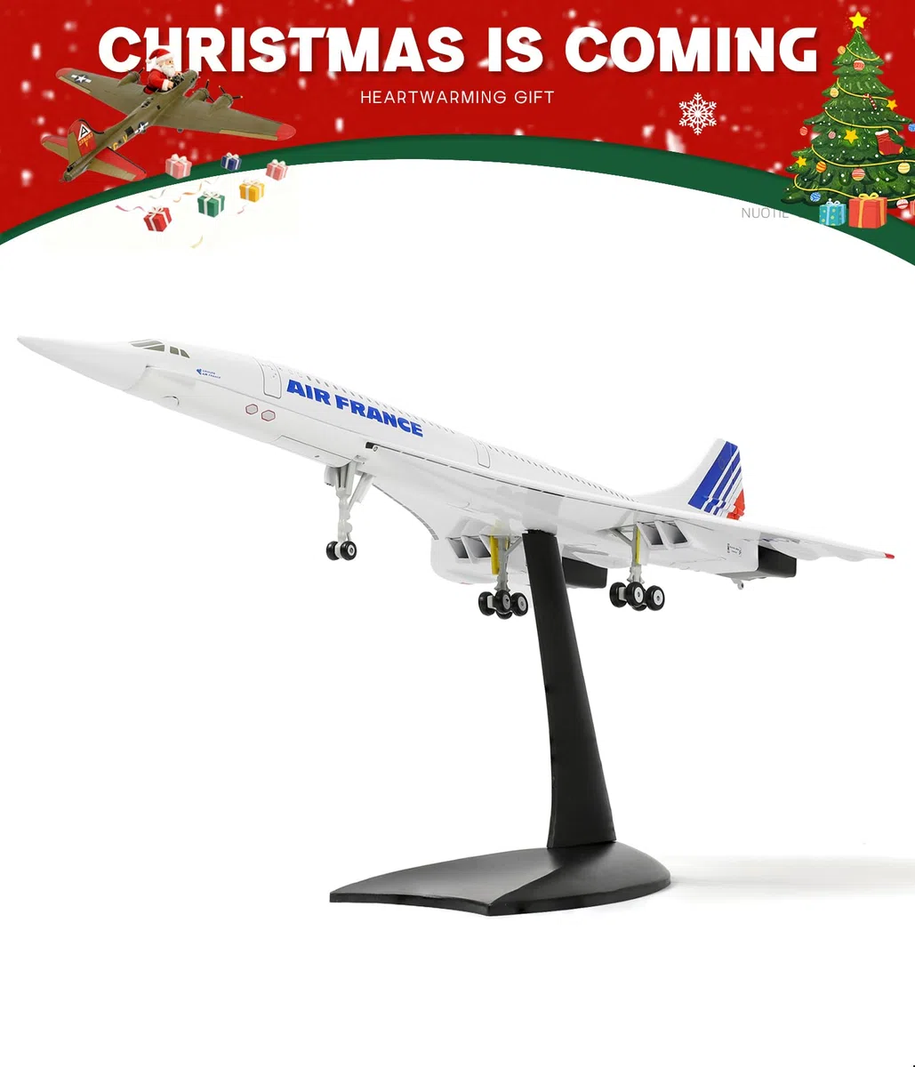 NUOTIE 1/200 Concorde Modelo de Avión de Metal Fundido a Presión, Kit de Simulación de Exhibición, Dos Versiones Disponibles para Colección o Regalo (Air France)