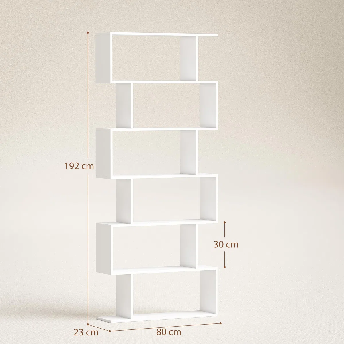 HOMCOM Biblioteca, Librería de 6 Niveles, 80x23x192 cm, Estantería para Libros, Estantería Moderna para Salón, Dormitorio, Estudio, Oficina, Blanco