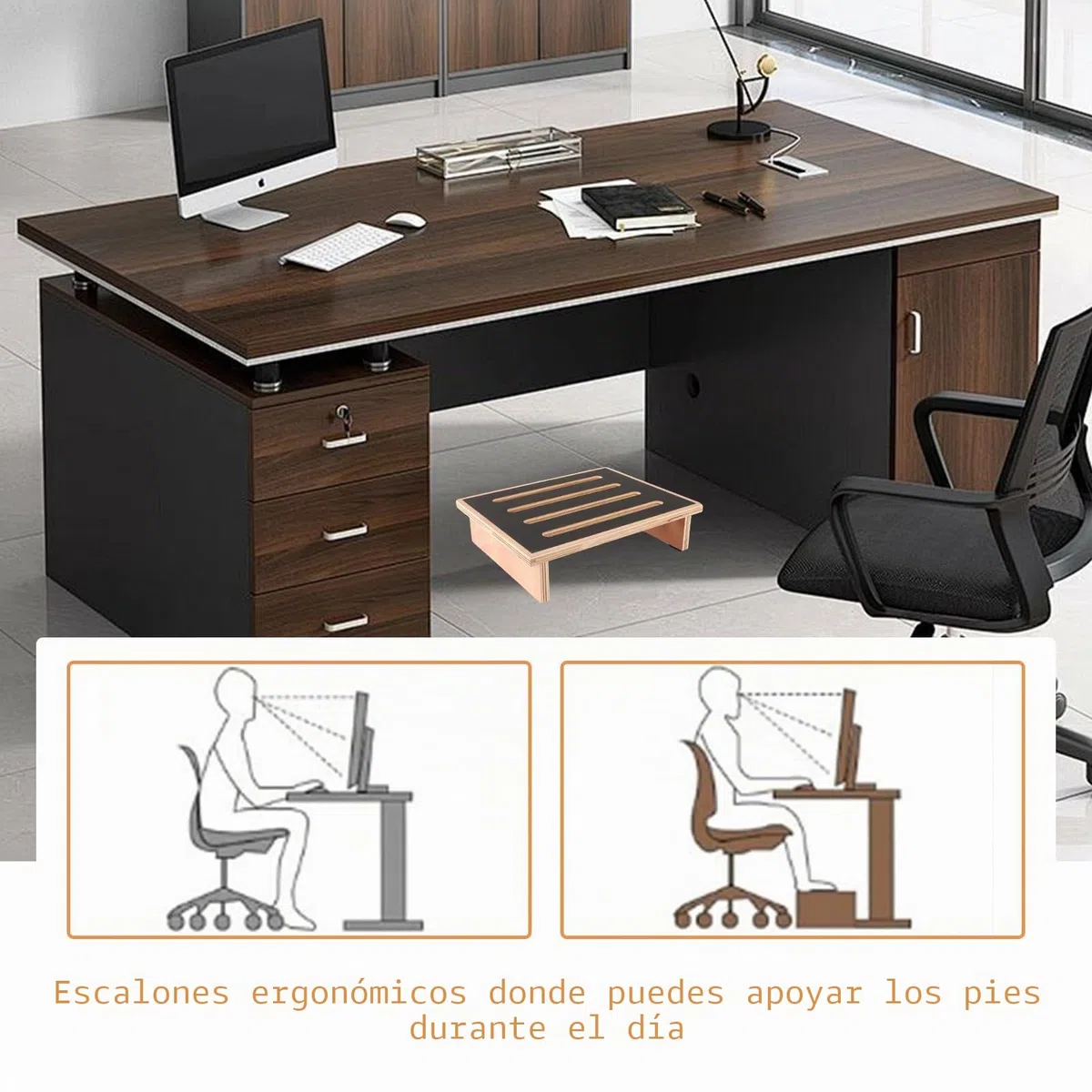 YAYODS Taburete de Paso de Madera (40x32x10,5cm), Escalón para Adultos y Ancianos Soporta hasta 200kg, Peldaño con Superficie de Goma Antideslizante para Cocina, Baño y Acceso al Coche