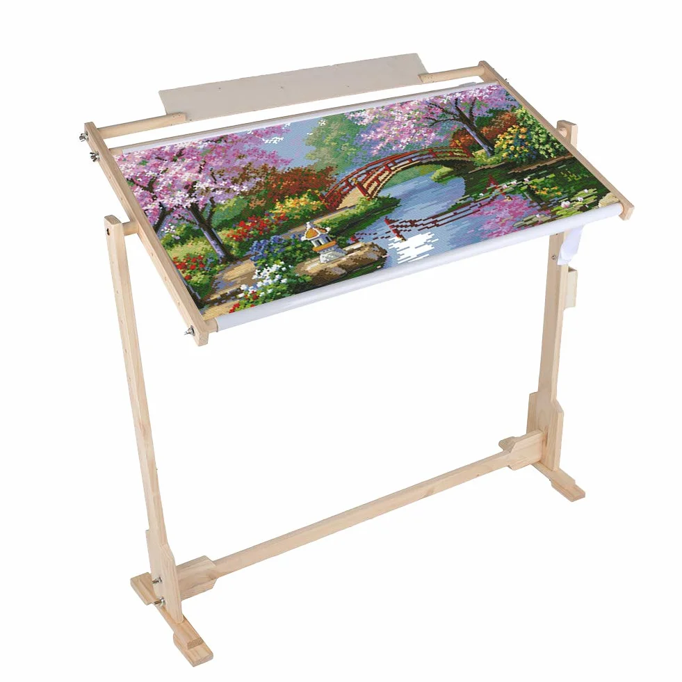 Cocoarm Soporte de Bordado Ajustable con Marco de Madera, Giratorio 360 Grados, para Punto de Cruz, 80cm