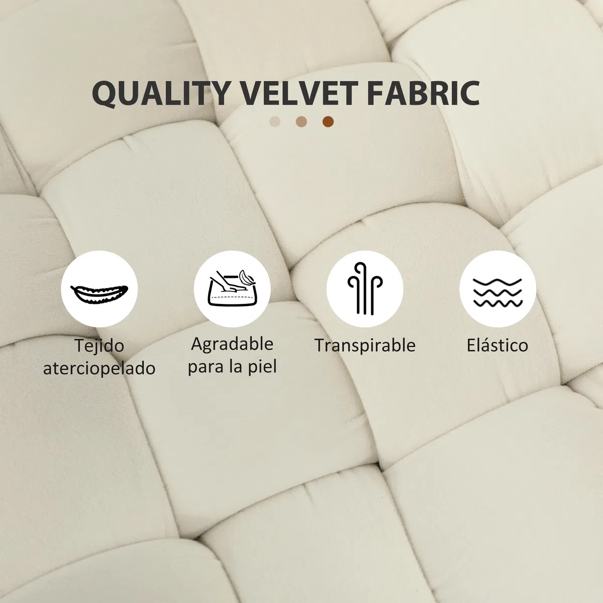 HOMCOM Banco Pie de Cama Tapizado en Terciopelo Banqueta Dormitorio Pie de Cama con Patas Doradas y Asiento Acolchado para Entradas Crema
