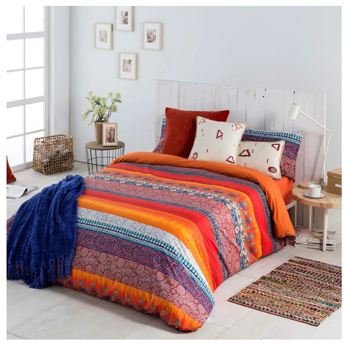 COTTON ARTean Funda Nórdica Cama 150 Indi Percal ALGODÓN 100% Funda edredón 240x260 + 2 fundas almohada