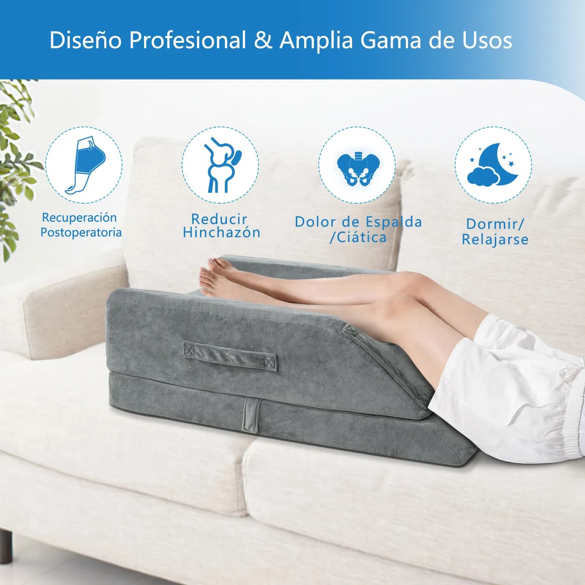 Cojín venoso ajustable en altura para elevar las piernas, cojín ergonómico para elevar las piernas, cojín para rodillas, para drenaje linfático, para descansar, piernas en caso de varices