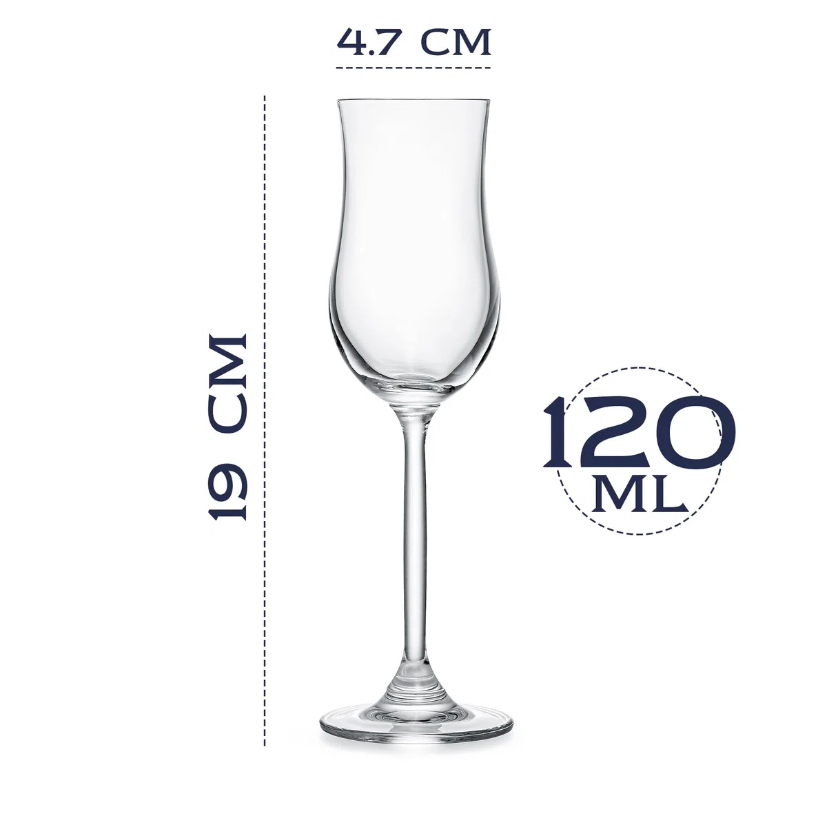 Copas de Coñac, Brandy y Vino de Postre | Juego de 4 | 120 ml | Copas Pequeñas con Forma de Tulipán para Degustar Licores, Madeira y Sobremesas