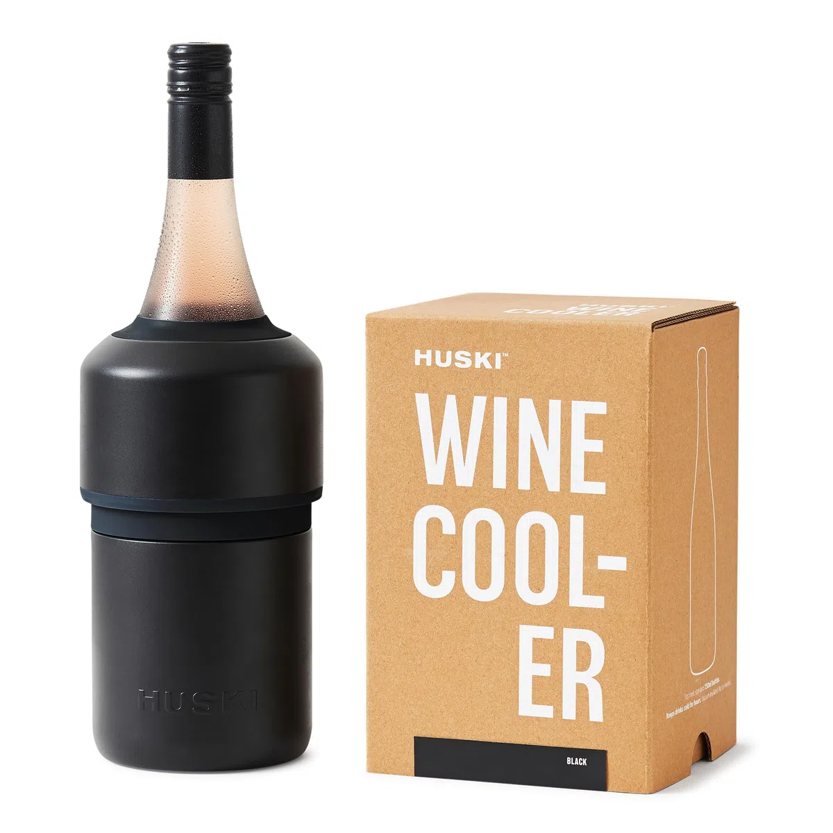 Enfriador de vino Huski | Diseño premiado sin hielo | Mantiene el vino frío hasta 6 horas | Apto para algunas botellas de champán | para amantes del vino (negro)