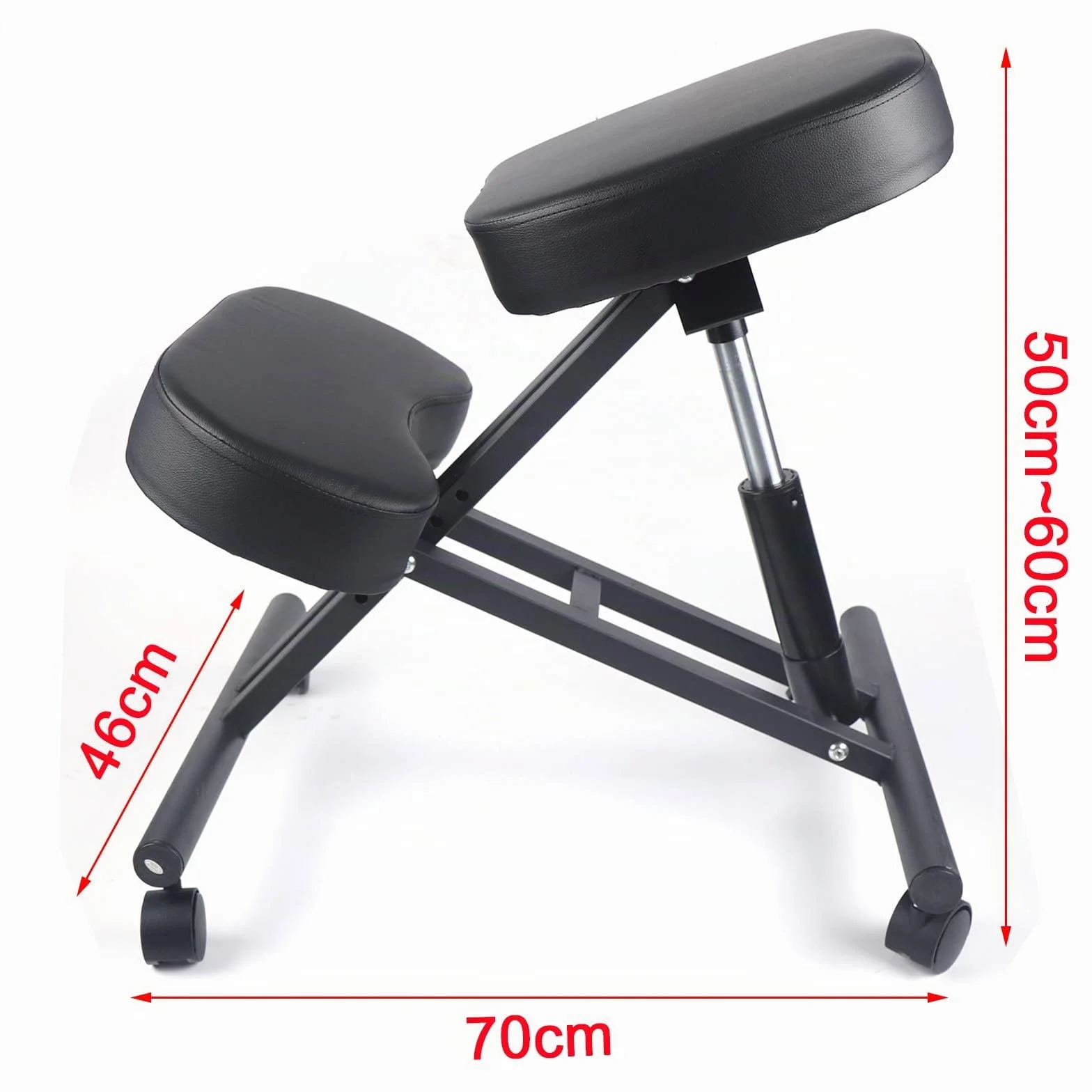 Silla ortopédica para la rodilla, silla de ordenador, silla de salud, taburete para rodilla, adecuado para el hogar, oficina, aula, negro, 70 x 46 x 60 cm
