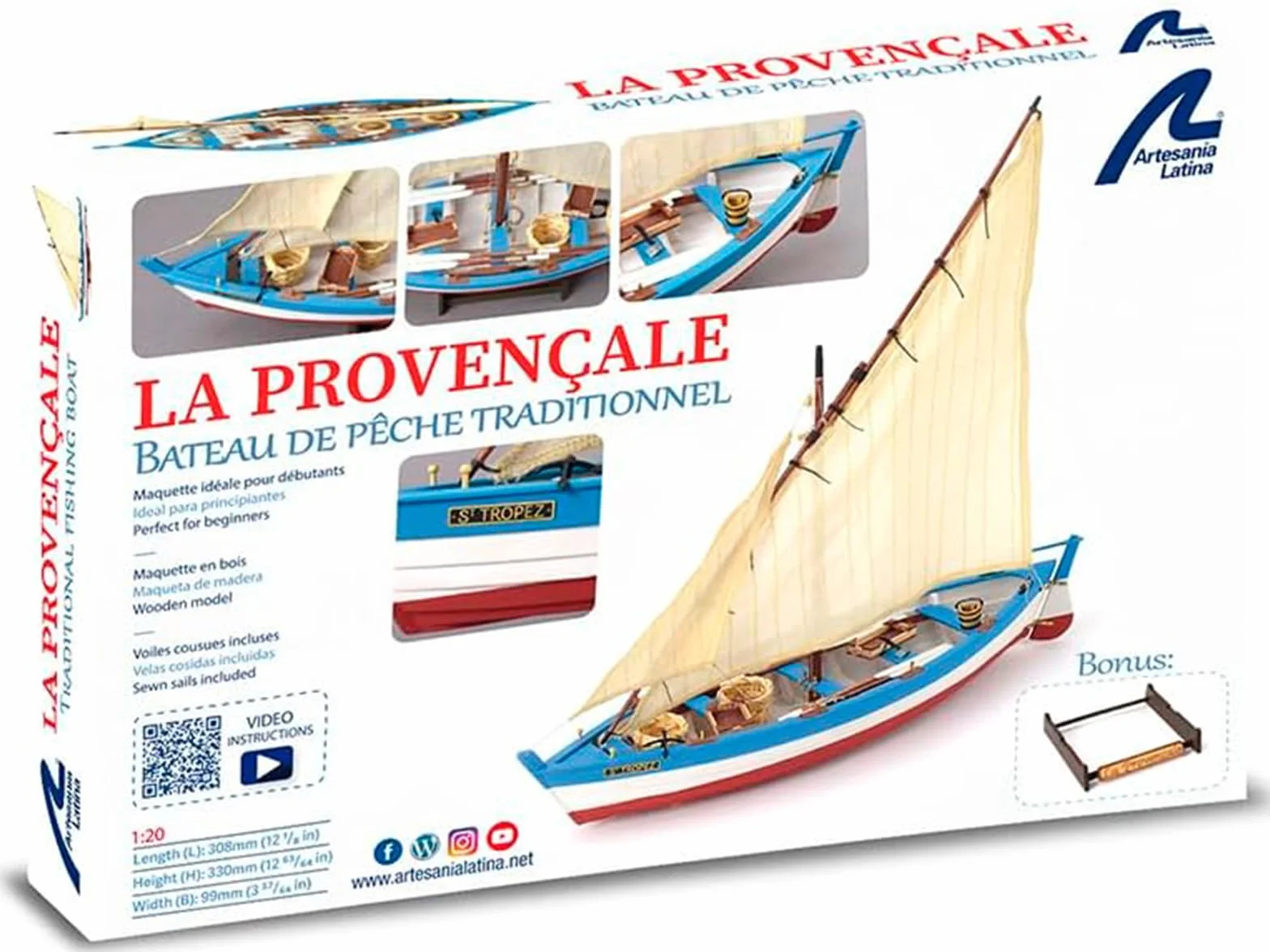 Artesanía Latina - Maqueta de Barco en Madera - Barco de Pesca La Provençale - Modelo 19017-N, Escala 1:20 - Maquetas para Montar - Nivel Principiante