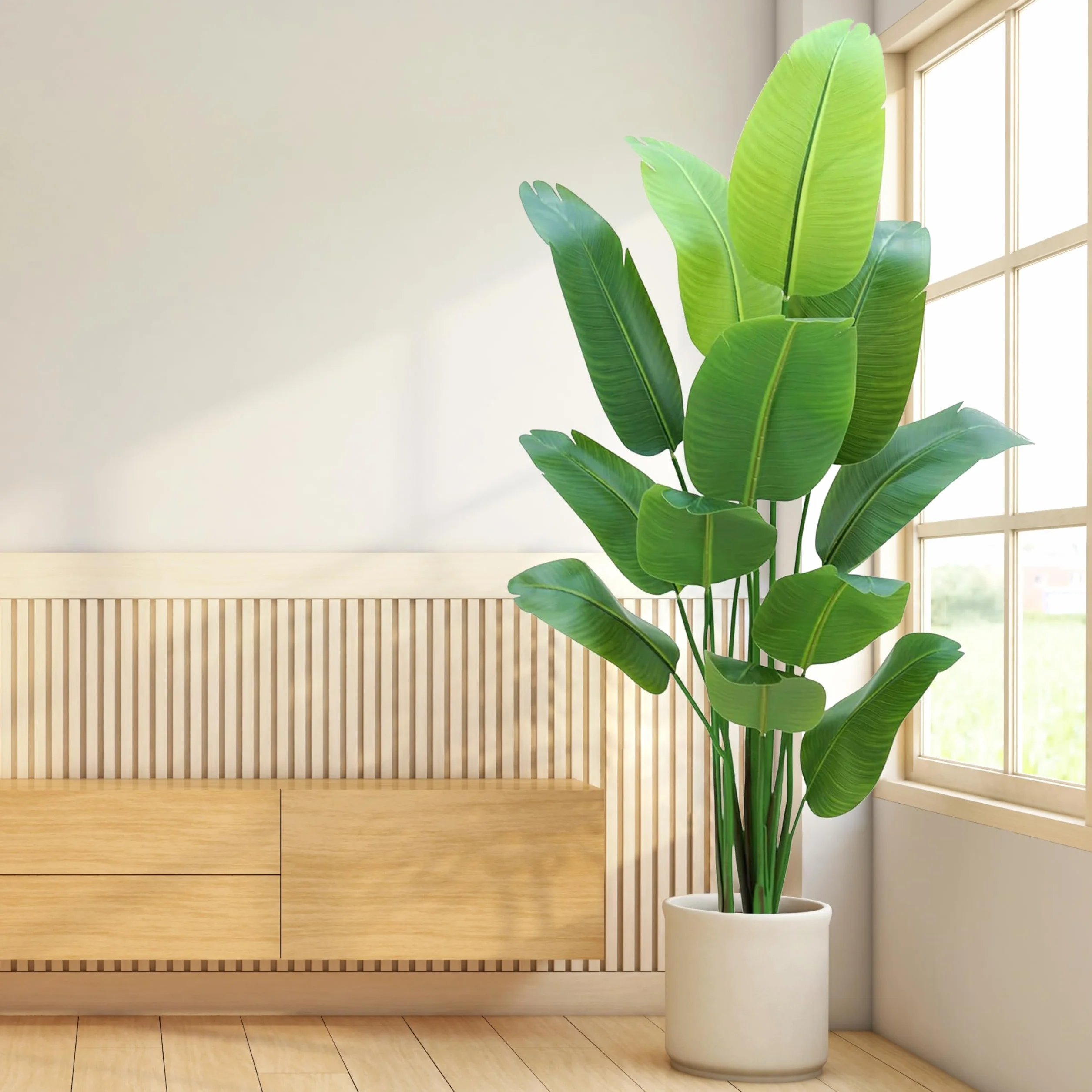 Planta de Ave del Paraíso Artificial de 1.8 m, Plantas de Imitación de Interior Altas con 12 Troncos - La Perfecta Planta de Piso de Seda para Decoración del Hogar en Sala de Estar, Oficina y