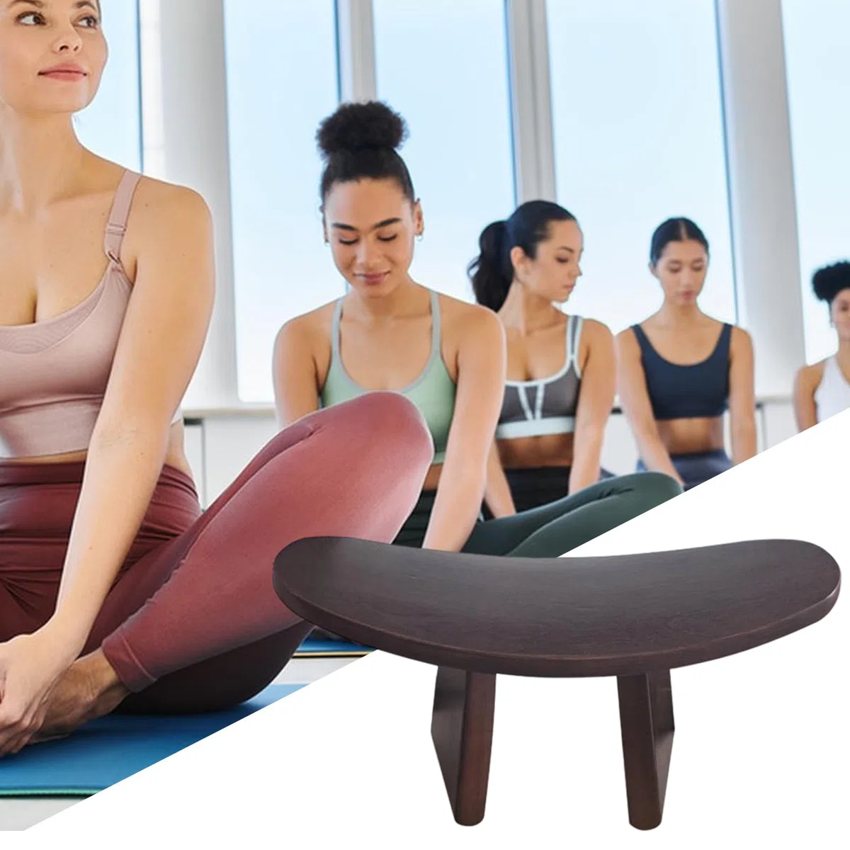 Taburete de meditación – Silla de oración para arrodillarse | Cómodo taburete de oración, silla de yoga, silla de rodillas, asiento versátil de madera para arrodillarse, prácticas de atención plena