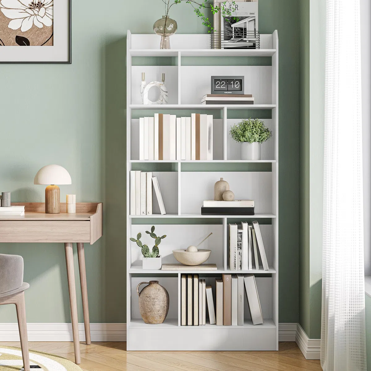 Hzuaneri Libreria de 6 Niveles, Estanteria para Libros de 10 Cubos, 24 x 80 x 170 cm, para Oficina, Salón, Estudio, Blanco BC22803X