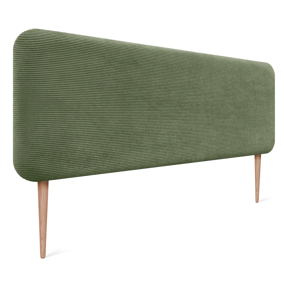 DHOME Cabecero Tapizado Liso Redondeado Pana Premium con Patas para Pared Acústicos Cabeceros Absorbentes Cabezal Cama Dormitorio (Verde Selva, 160cm)
