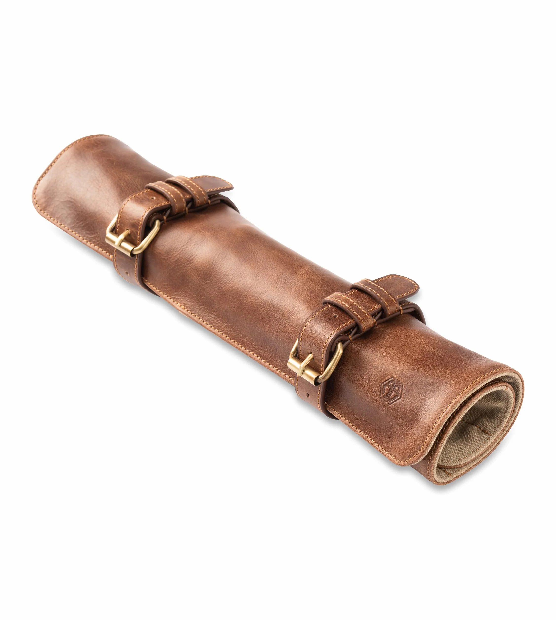 Angus Stoke Bolsa de Cuero para Cuchillos de Chef | Gran Rollo para Cocina Con Bolsillo Adicional y Cremallera | Sören, Caoba, Duży