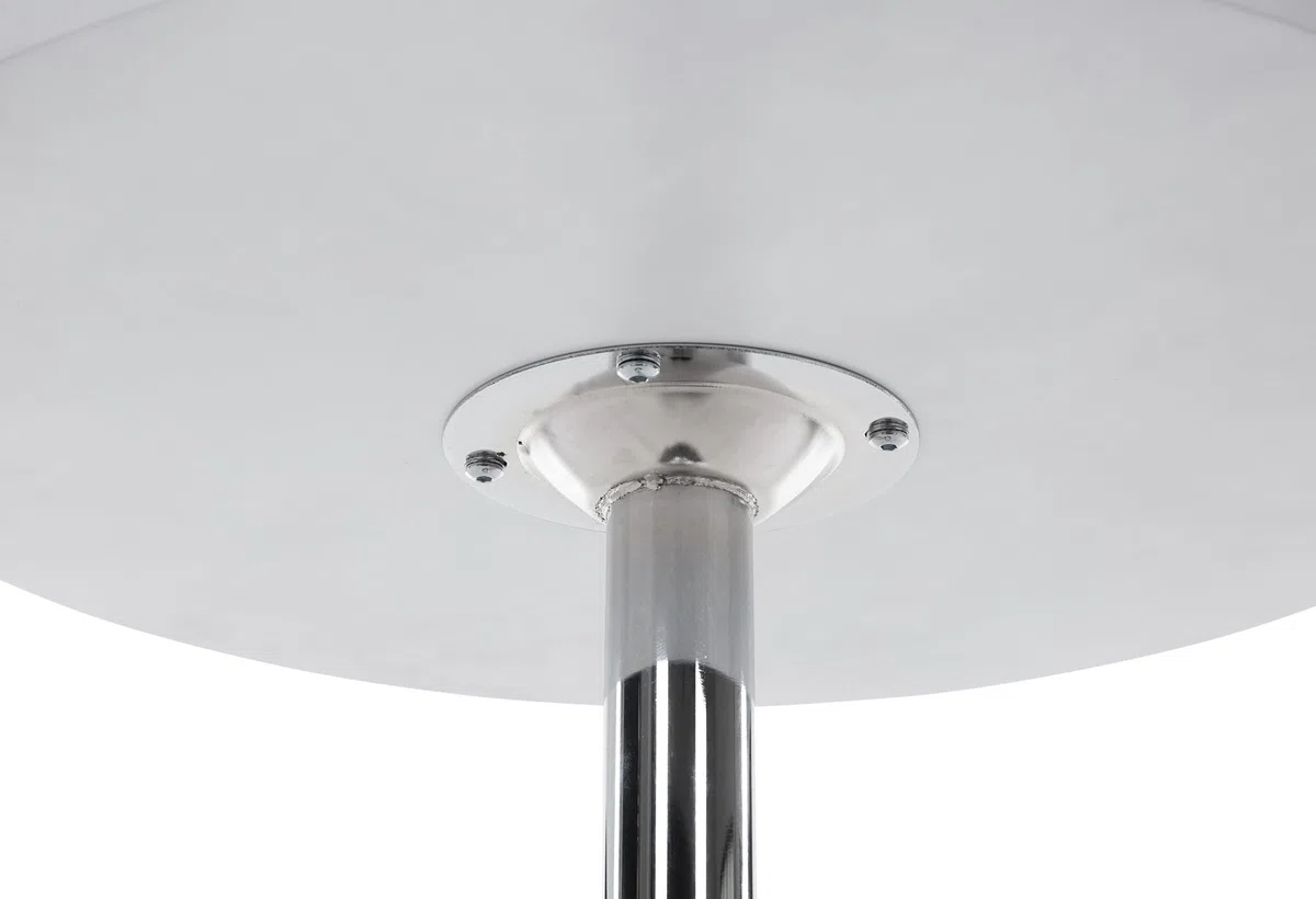 CLP Mesa Alta de Bar con Tablero Redondo | Mesa de Soporte Alto de Metal con Superficie Redonda de Madera I Mesa de Bar con Ř 60 cm, Color:Blanco