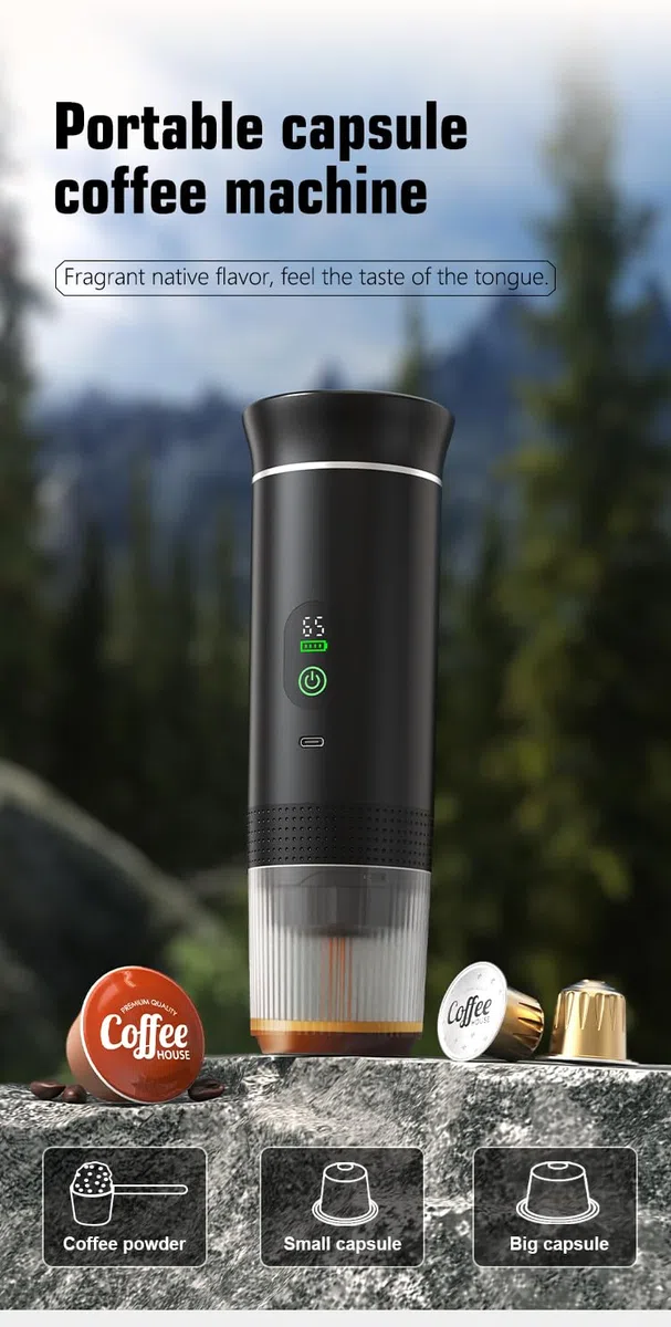 Cafetera Portátil Espresso con Calentamiento Rápido | USB-C | Máquina de Café Portátil Automática 3 en 1 muy fácil de usar | Ideal para Viajes, Oficina y Camping (PRO 80ML LED)