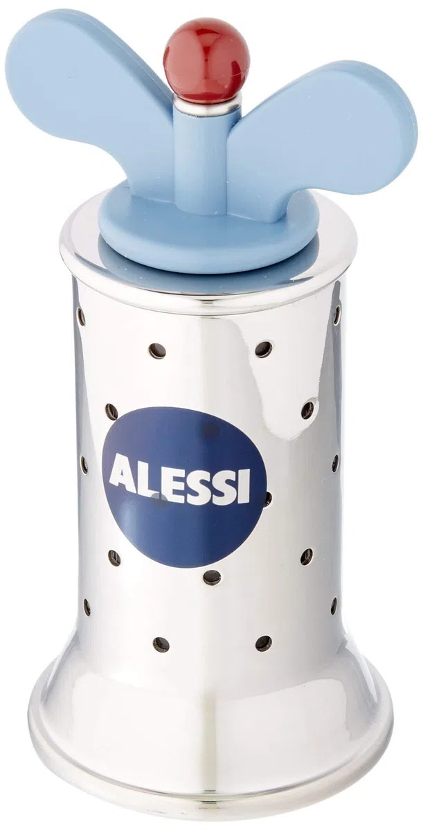 Alessi 9098 Molinillo de Pimienta de Diseño con Aletas, Acero Inoxidable y Resina Termoplástica, Azul