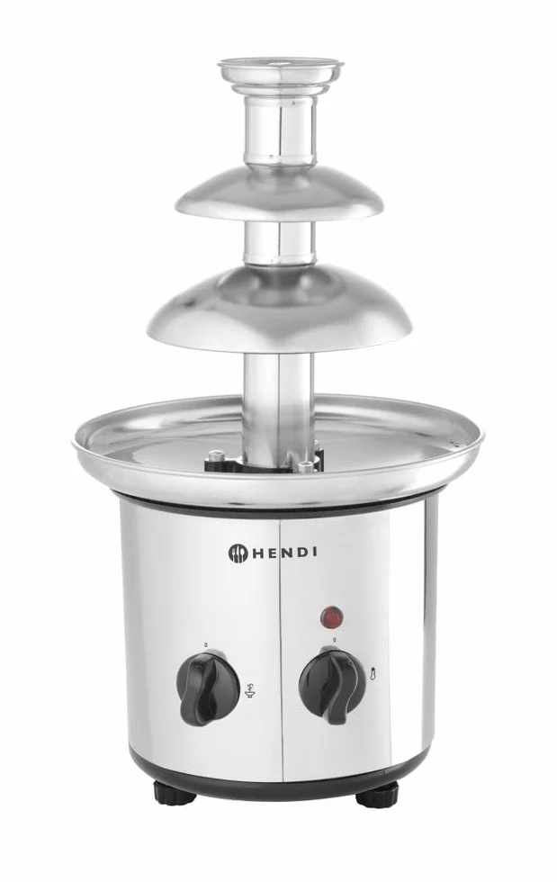 HENDI Fuente de Chocolate de 3 Niveles, Capacidad: hasta 1,5 kg, 230 V / 46 W, Ø215x(H)375 mm, Acero Inoxidable