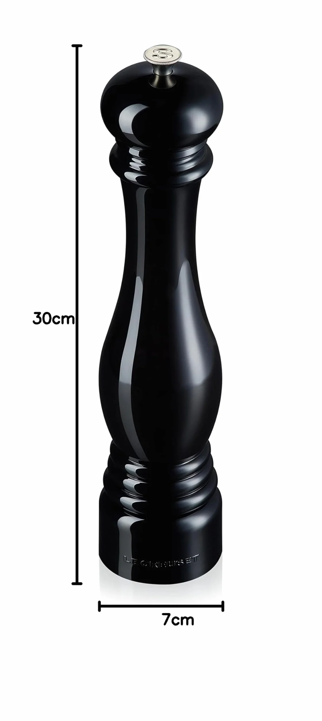 Le Creuset Molinillo de sal clásico ajustable, Plástico ABS resistente a grietas, Anticorrosión, 518 g, Negro Onyx, 96002800140000
