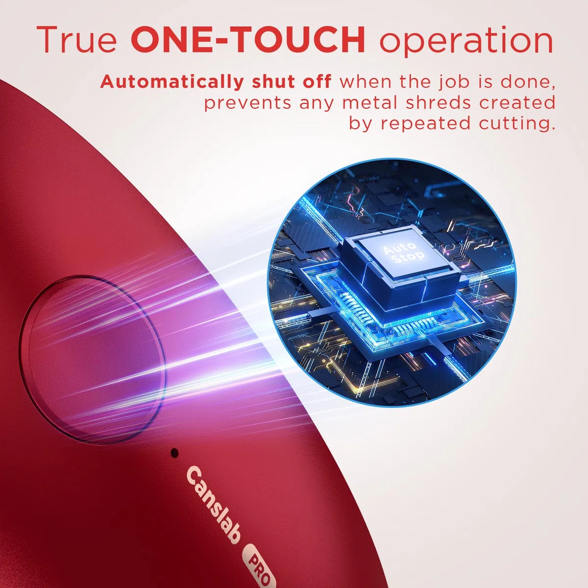 Canslab Ultrablade PRO - Abrelatas eléctrico recargable por USB para cocina para personas mayores con artritis - Abrelatas automático de un solo toque, borde liso, abrelatas de tamaño pequeño, rojo
