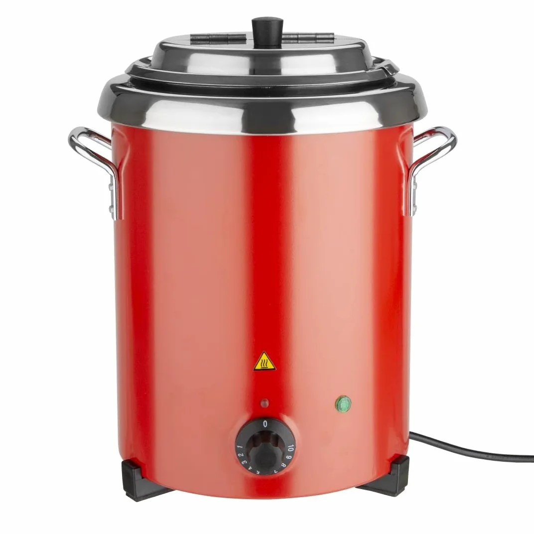 Buffalo - Olla sopera eléctrica de acero inoxidable con asas de 5,7 l, 348 x 255 mm. Color rojo