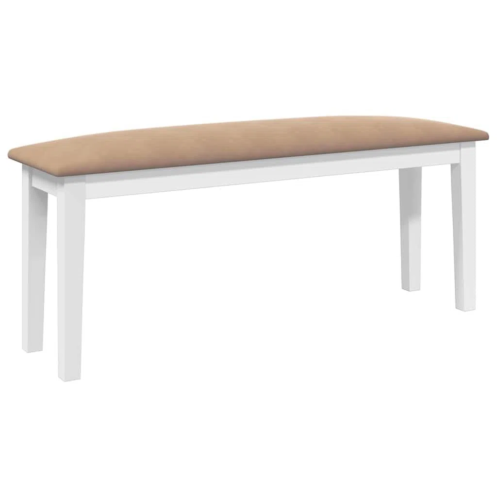 vidaXL Banco 110 cm Madera Maciza Caucho Blanco, Banco, Silla de Banco, sofá de Banco, Asiento de Banco, Asiento de Banco, Banco de Interior