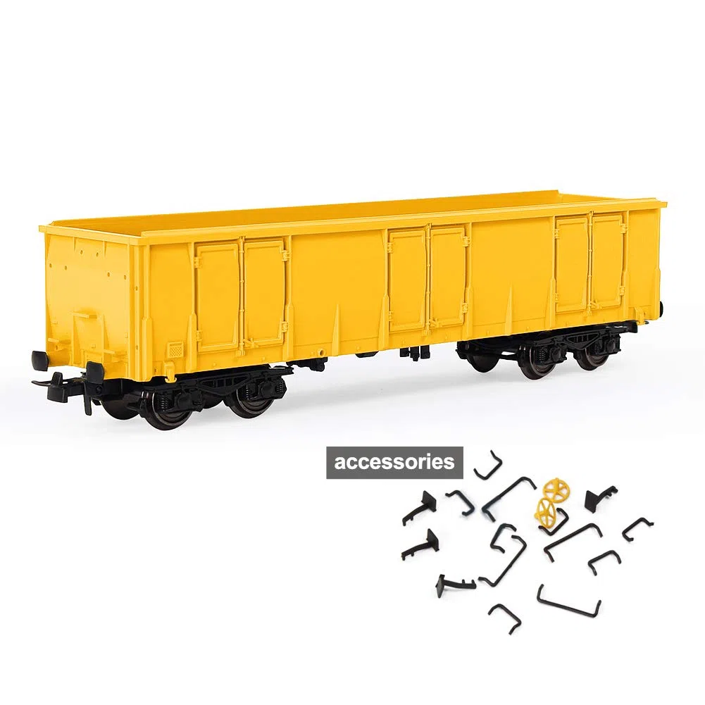 Evemodel 3 vagones de ferrocarril de calibre HO 1:87 abiertos, color amarillo