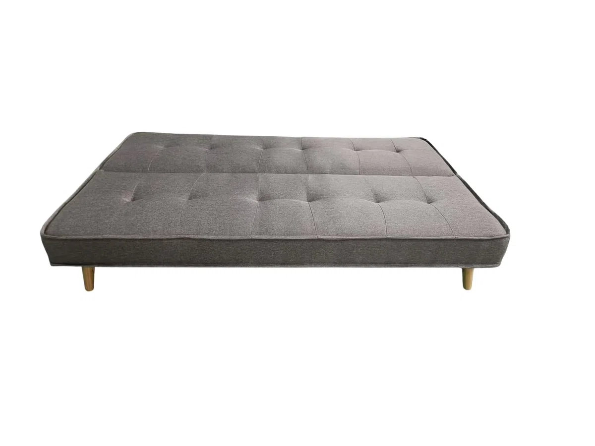 MUEBLIX.COM - Sofa Cama Alconaba 3 Plazas, Sillón Cama, Cama Sofa, con Mesa Abatible, Tapizado Poliéster Sintética, Estructura y Patas de Madera Maciza, Sofa de Diseño, Color Beige