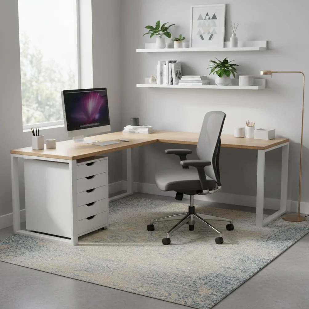 leomark Cajonera movil con Ruedas 5 cajones Mueble Oficina Escritorio almacenaje Documentos Accesorios Organizador despacho Estudio casa Robusto practico MDF Blanco Altura 64 cm Compacto Moderno