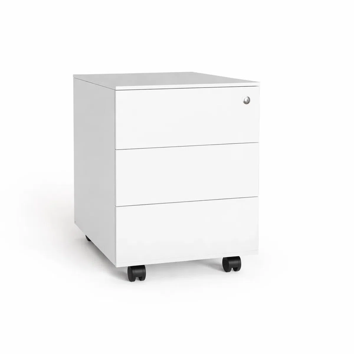 Spacio Cajonera metálica Oficina 2 o 3 cajones Buck movil Archivador Profesional Alta Gama con Ruedas y Cerradura 40 x 54 x 55 cm (Blanco, 3 Cajones)