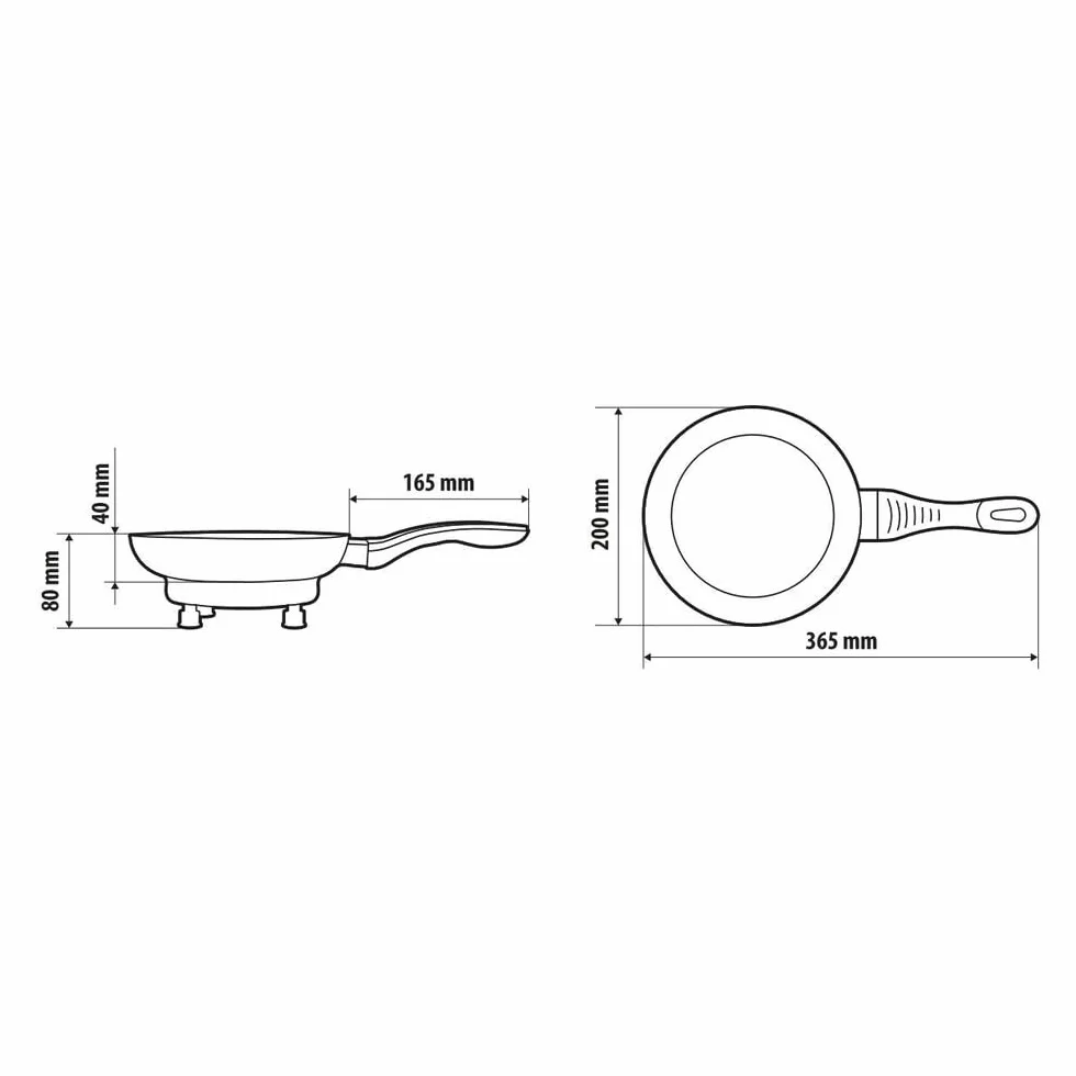 Lampa 97125 Electric Frying Pan, Sartén eléctrica – Ø 20 cm – 24 V – 270 W – 13 A