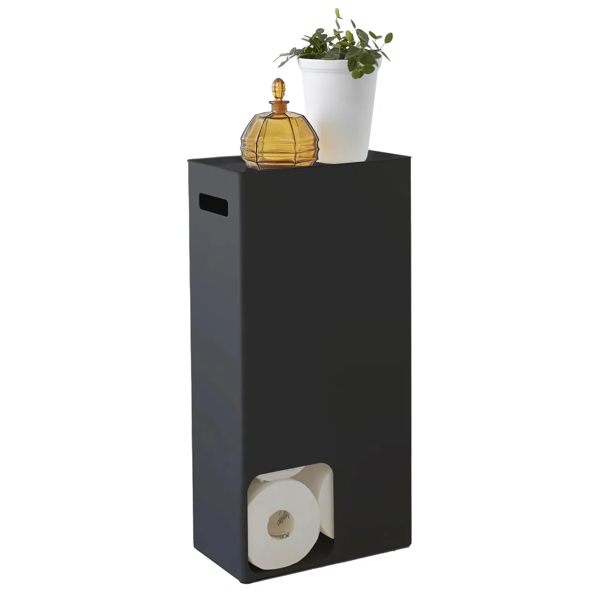 Yamazaki 3456 Tower Toilet Paper Stocker, Black, Steel, 23 x 12.5 x 48 cm