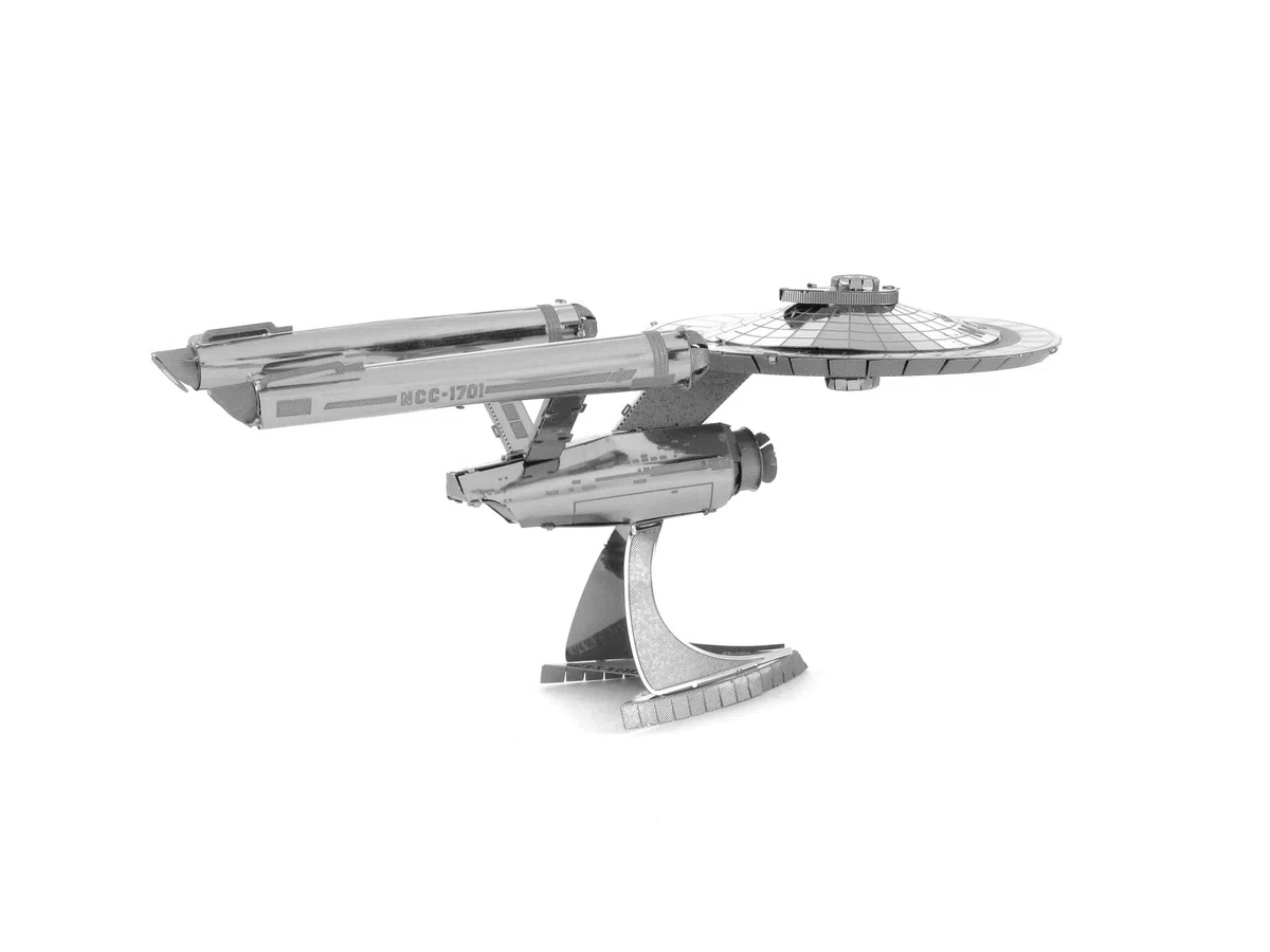 Metal Earth Puzzle 3D Nave Espacial Uss Enterprise Ncc-1701. Rompecabezas De Metal De Star Trek. Maquetas Para Construir Para Adultos Nivel Desafiante De 12.7 X 6 X 6 Cm