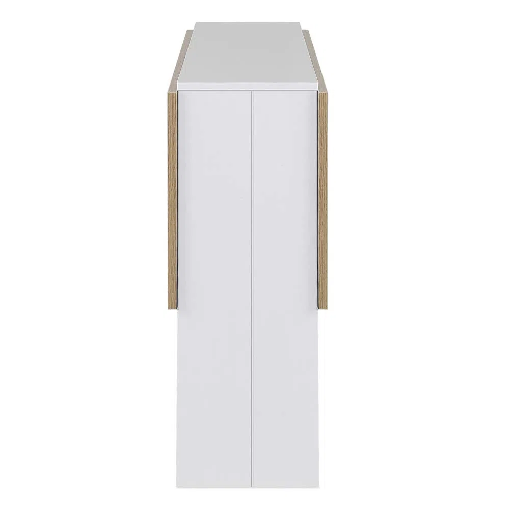HUOLE Mesa Plegable Cocina Salón Mesa Auxiliar con 2 Alas Abatibles Ahorra Espacio Diseño Moderno-103 * 76 * 73,4 cm: Blanco + Color Roble