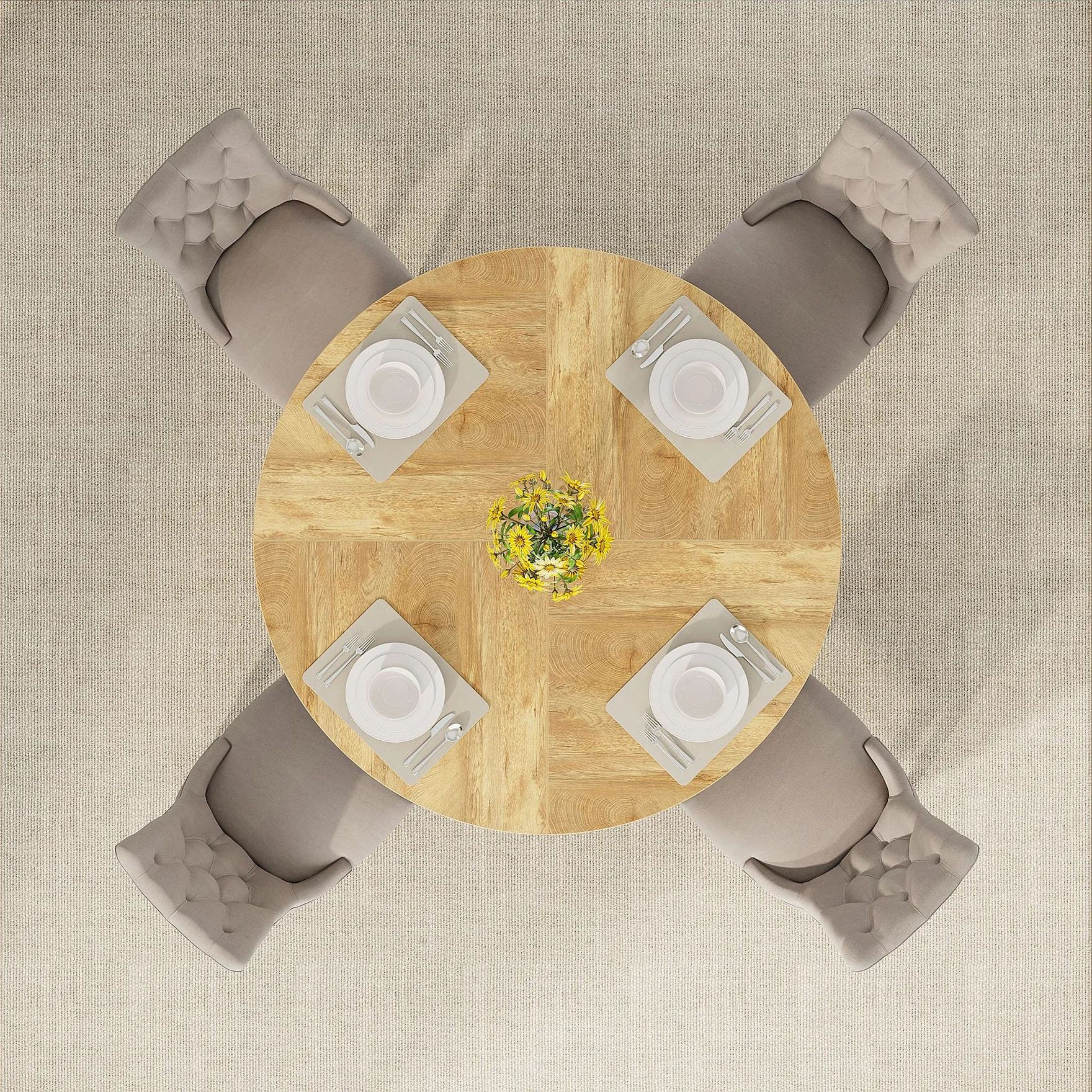 Tribesigns Mesa de comedor redonda de madera de 47 pulgadas, mesa de cocina para comedor, mesas de comedor de 47 pulgadas para 4 a 6 pulgadas, muebles decorativos de granja con mesa de madera y base