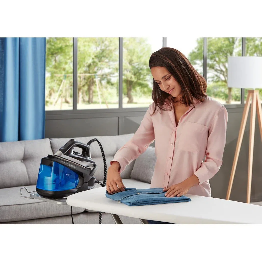 Rowenta Centro de Planchado Turbosteam VR8320 – Potencia 2600 W, vapor 120 g/min, golpe 350 g/min, 6.5 bares, modo Eco, suela MicroSteam400 láser, depósito extraíble 1,7 L (Reacondicionado)