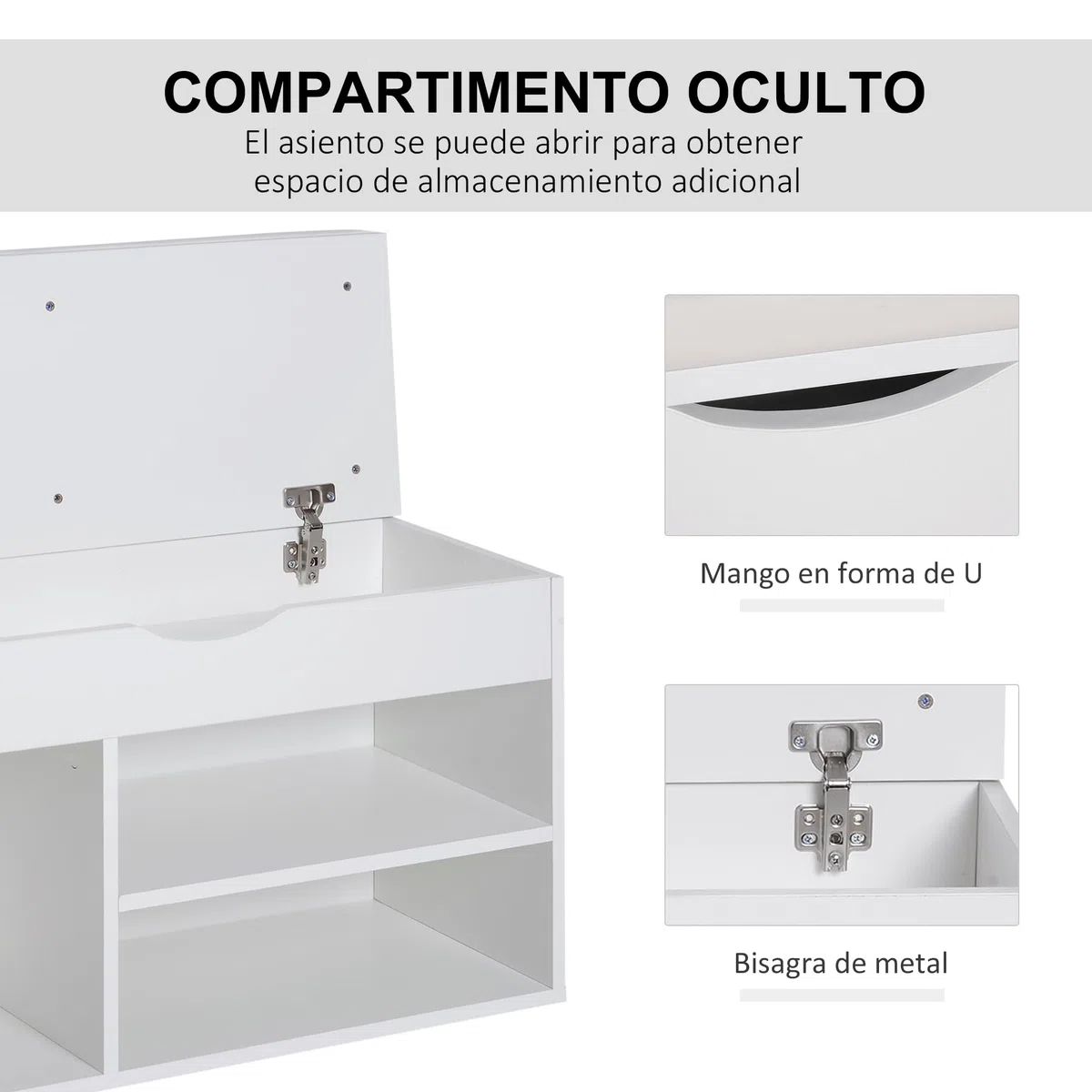 HOMCOM Banco Zapatero con Asiento Zapatero de Entrada Recibidor Moderno con Cajón Estantes Abiertos y 1 Cojín para Pasillo 80x30x47cm
