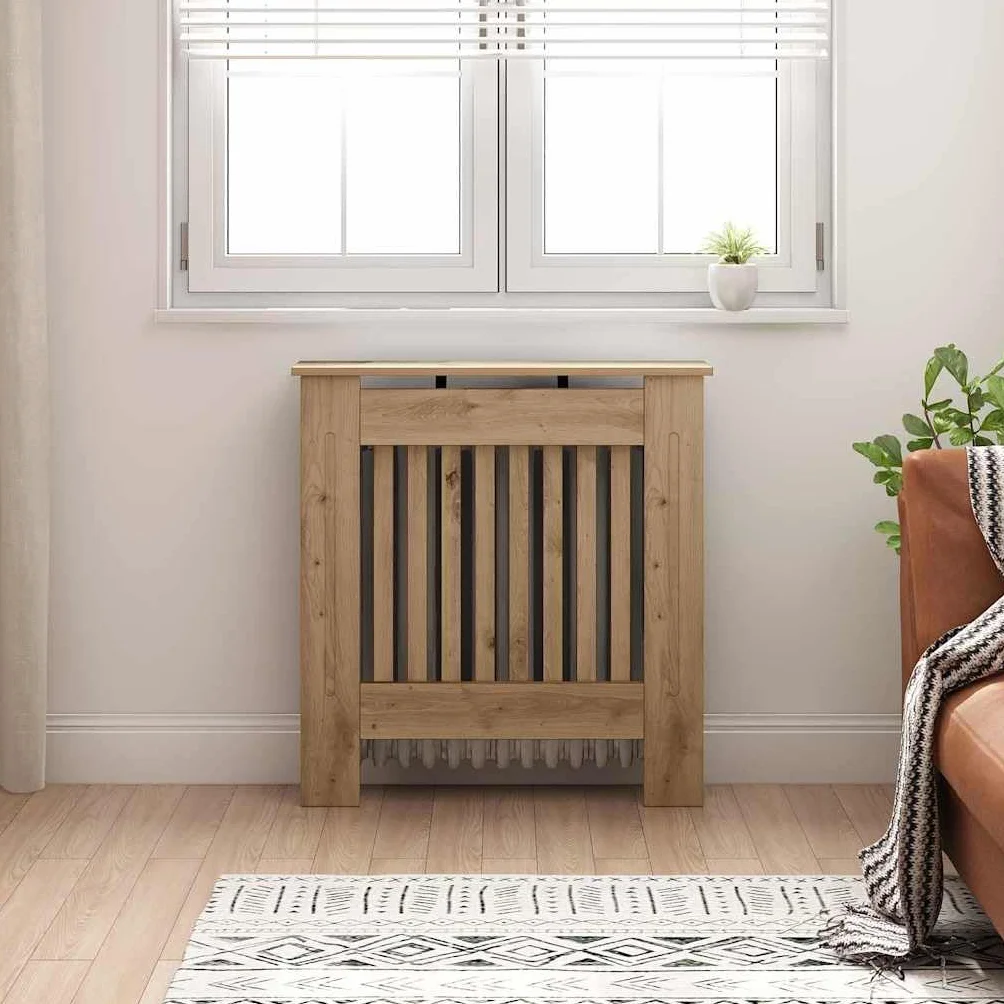 vidaXL Cubierta de Radiador Roble Artesanal 78 x 19 x 81,5 cm, Cubierta Moderna Rectangular para radiador, decoración del hogar, Resistencia al Calor, diseño de Madera, Seguridad Infantil