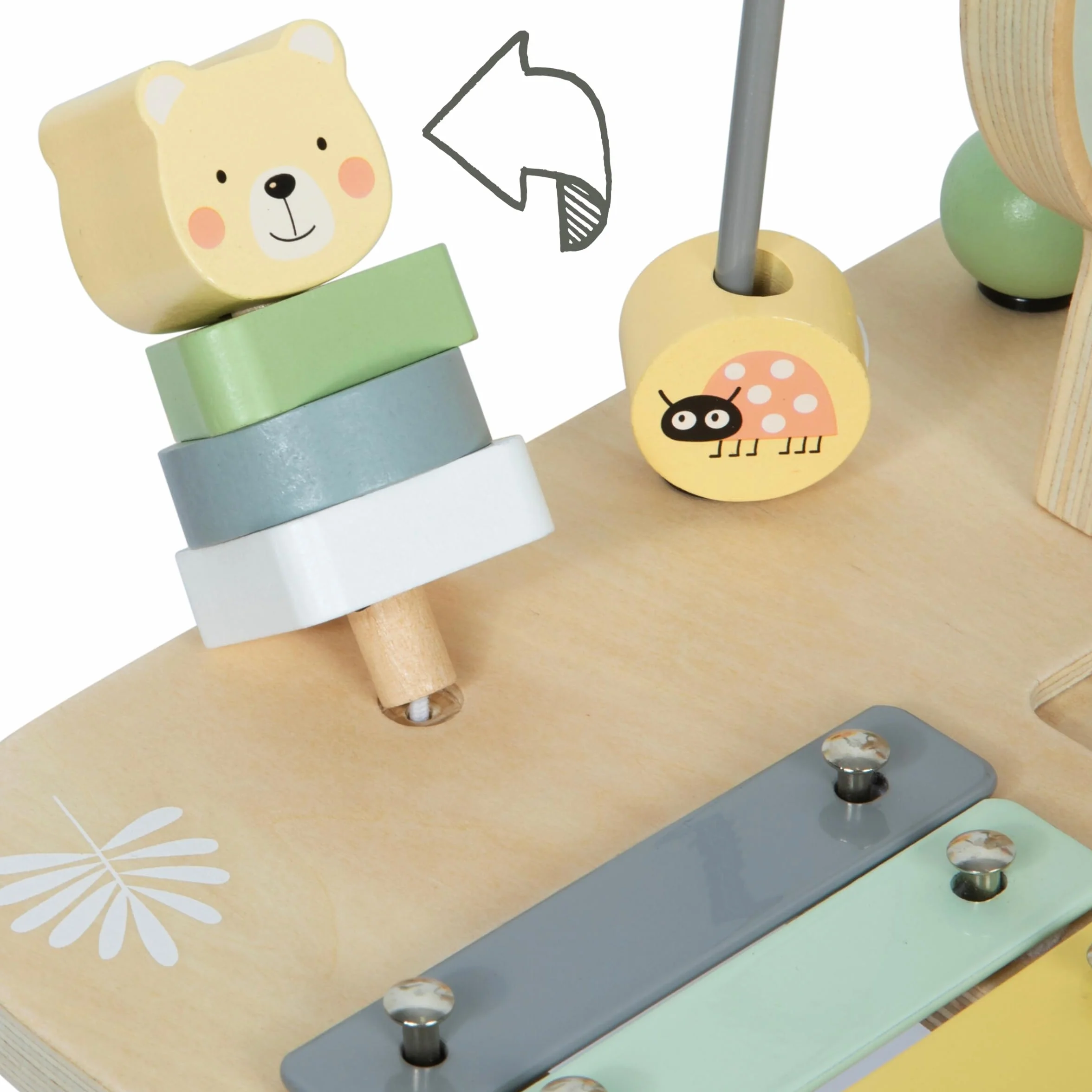 mamabrum Mesita educativa de Madera para niños – Juguete Musical 7 en 1 con murciélagos y Gong, Ruta motora, Rompecabezas sensorial de temática de la Selva