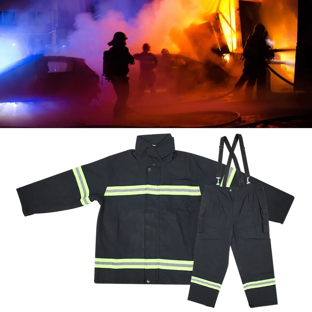 SYH&AQYE Traje Ignífugo, Ropa Ignífuga, Pantalones de Abrigo Reflectantes de Protección para Bomberos, Ignífugo, Antiácido, Antiestático, Ignífugo, Resistente al Calor(XXL)