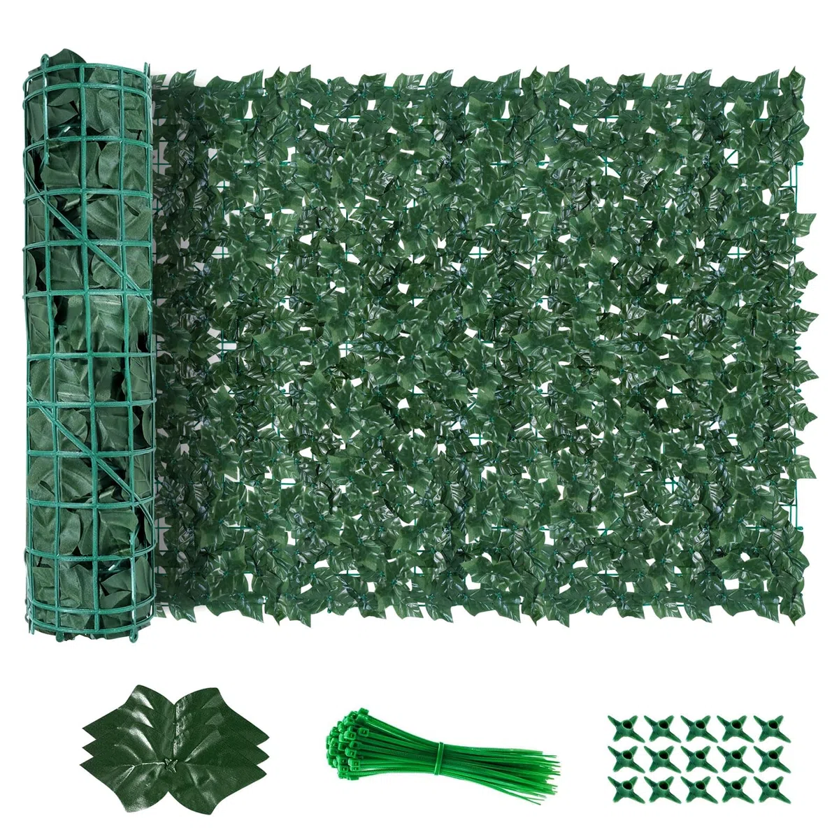 Seto artificial de hiedra, 100 * 600 cm de protección visual de hiedra, protección visual para balcón de hiedra, protección visual para balcón con hojas, seto artificial con hojas de batata