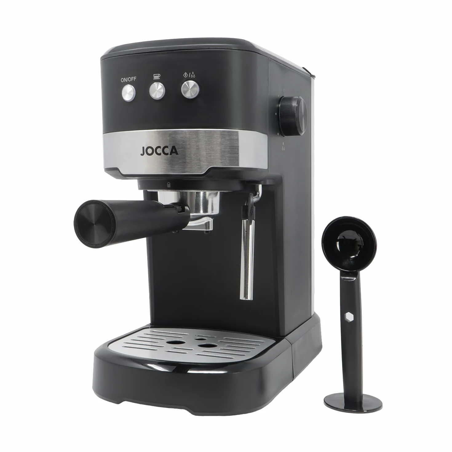 Jocca – Cafetera Espresso 20 Bares con Vaporizador | 1100W | Depósito 1,25L Desmontable | Metal | Color Negro | Preparación de 1 o 2 Tazas