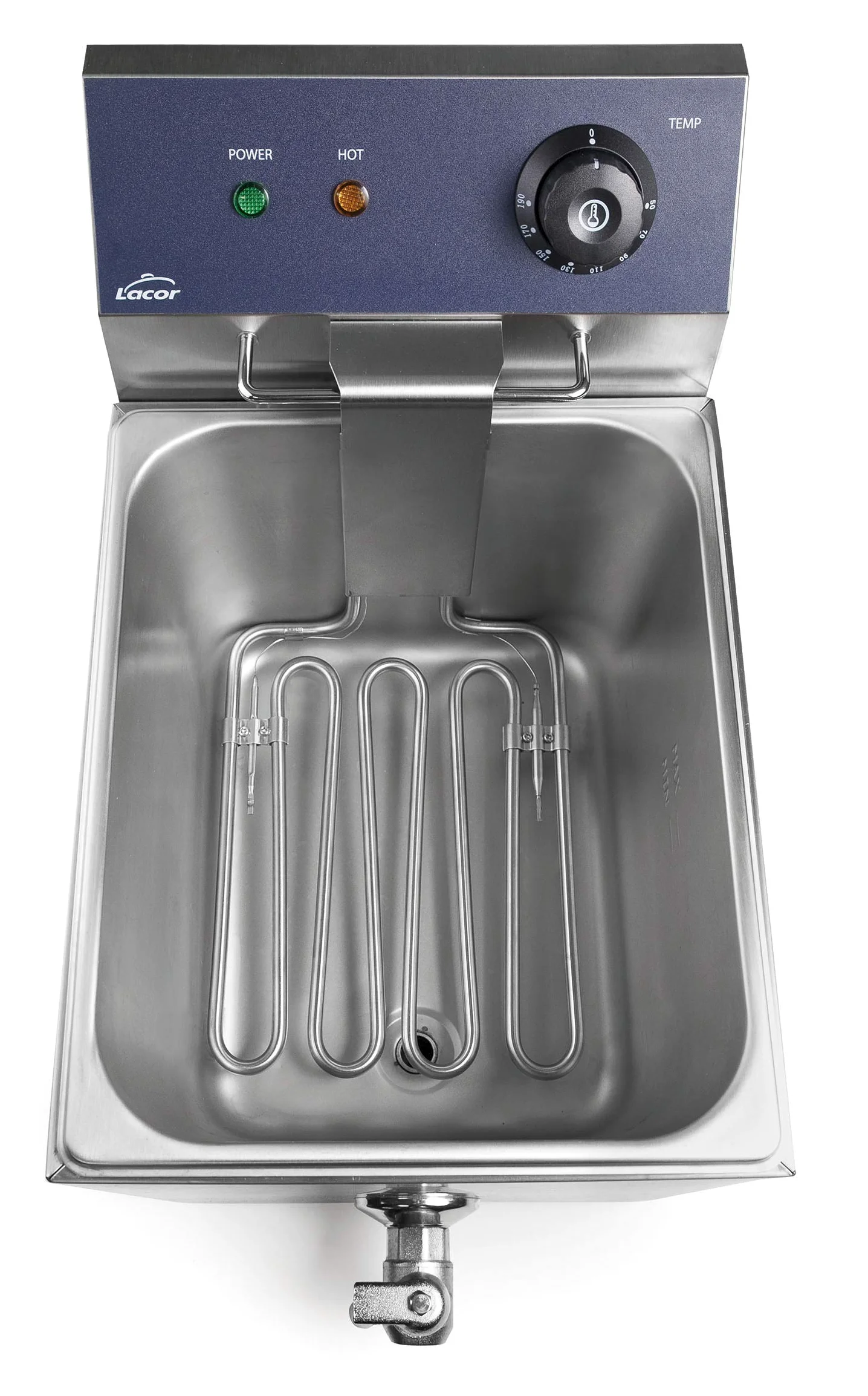 Lacor 69468 69468-Freidora eléctrica con Grifo Profesional 3250 W, 8 L, Acero Inoxidable