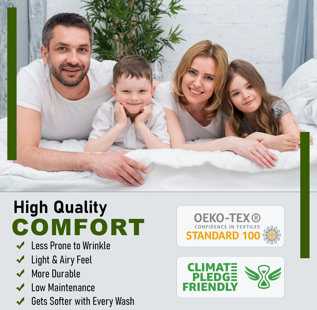 Ruvanti 100% Cotton Sheets Queen Size Set, 4 Pieces, Soft & Breathable Percale Weave Bedding, Deep Pocket 16", Hotel Standard, Crisp Cool Feeling, Durable, Striped Bed Sheet, Times