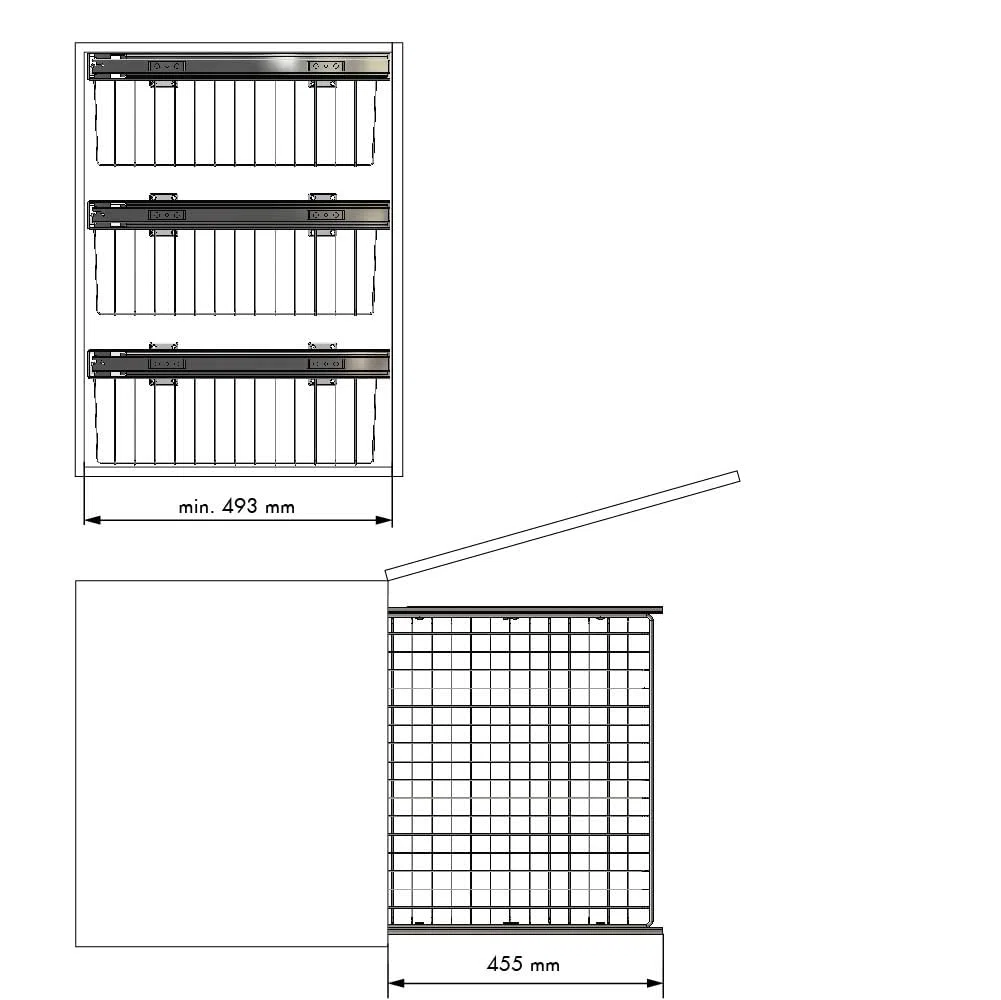 Cesto extraíble de rejilla metálica para mueble de cocina - Ancho 562-568 mm
