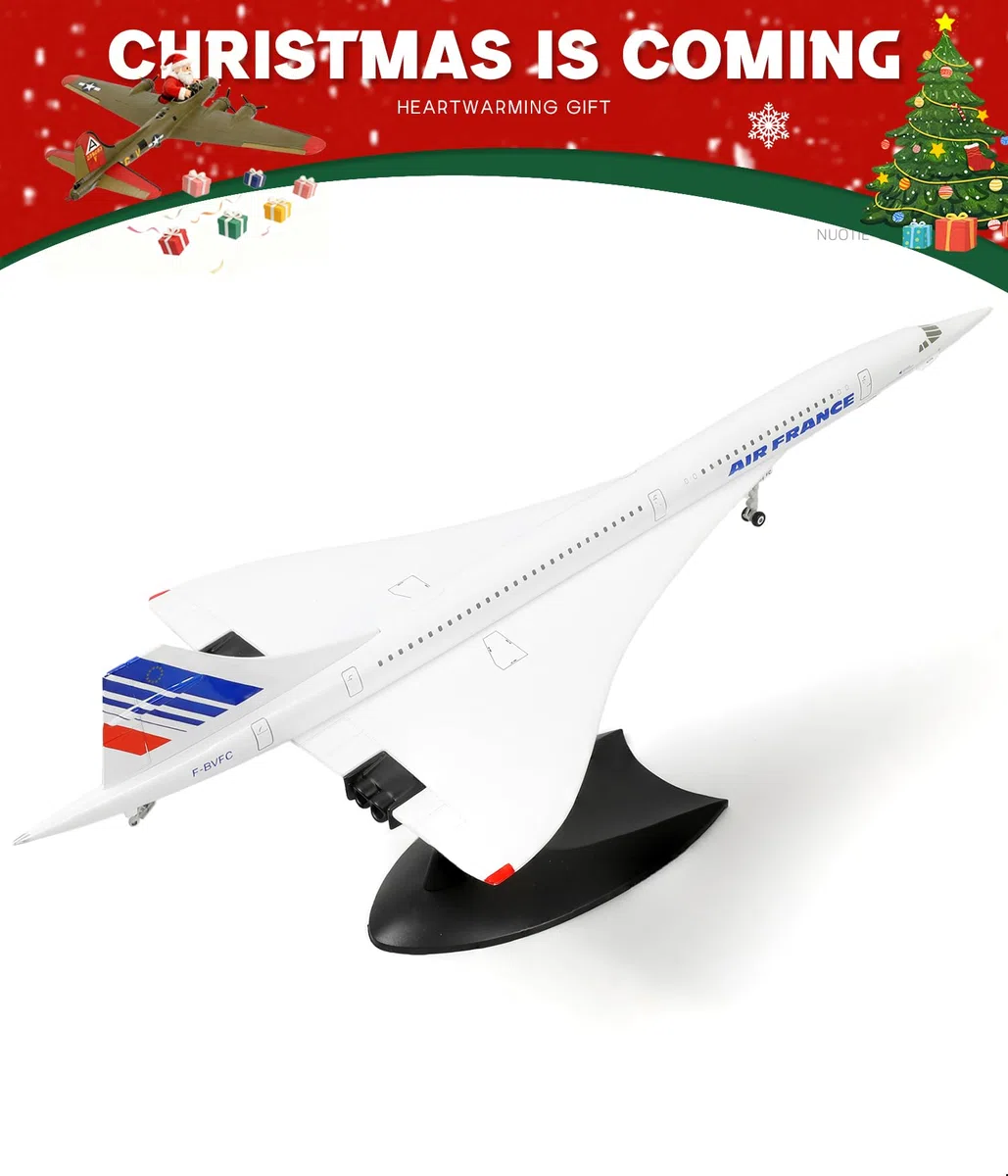 NUOTIE 1/200 Concorde Modelo de Avión de Metal Fundido a Presión, Kit de Simulación de Exhibición, Dos Versiones Disponibles para Colección o Regalo (Air France)