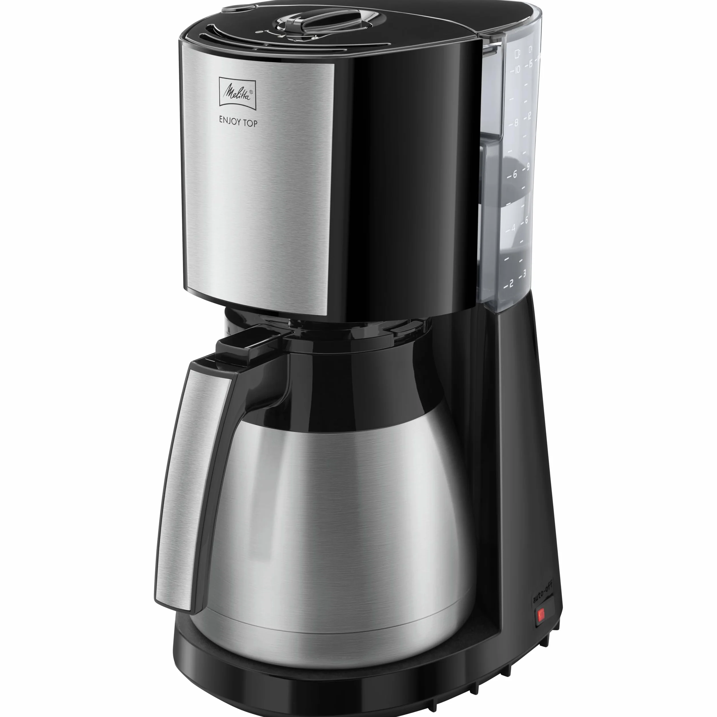 Melitta Enjoy Top Therm, 1017-08 - Cafetera de goteo con jarra térmica y tapa Easy Click, cafetera de filtro con portafiltros pivotante, máquina de café para hasta 10 tazas, 1,25 L, negro