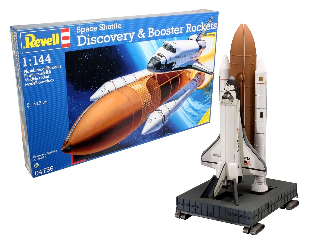 Revell - Space Shuttle Discovery & Booster, Kit de Modelo, Escala 1:144 (4736) (04736)