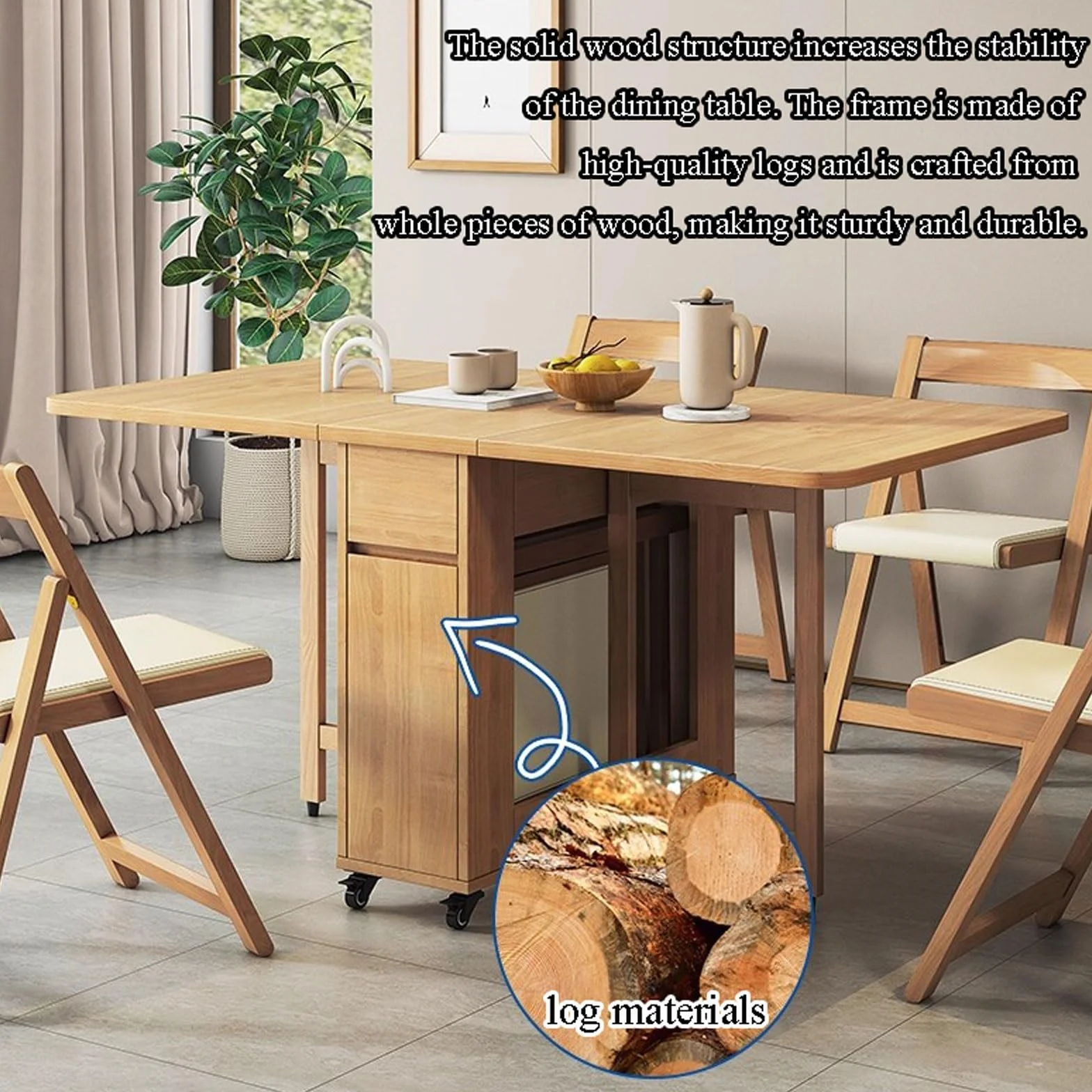Genérico Juego de Mesa de Comedor Plegable con 4 sillas. Las sillas se Pueden Guardar Dentro de la Mesa. con Patas Ajustables. Fácil Montaje. Ahorra Espacio. Ideal para el Comedor o la Cocina