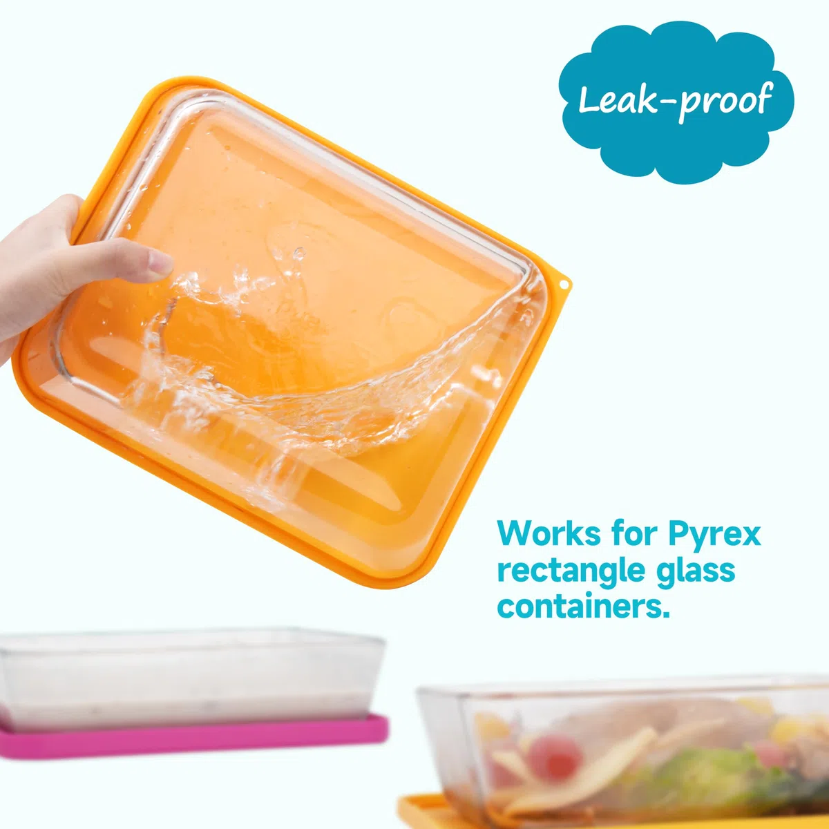 Tapas rectangulares de silicona de repuesto para Pyrex 7210-PC, 7211-PC, 7212-PC, 7212-PC, (recipiente no incluido) paquete de 6, aptas para microondas, lavavajillas y congelador